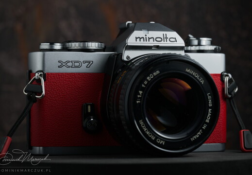 Minolta XD7 Silver and Red